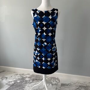 AB Studio Black and White Sleeveless Sheath Mini Dress